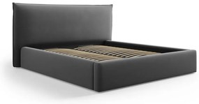 Тъмносиво двойно тапицирано легло с място за съхранение с включена подматрачна рамка 160x200 cm Elio – Milo Casa