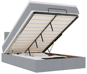 3312298 vidaXL Османска легло с матрак и LED, светлосиво, 120x200 см, плат