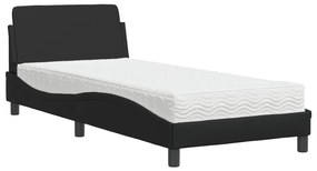 3208297 vidaXL Легло с матрак, черно, 80x200 см, изкуствена кожа