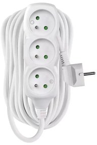 Удължител 3-извода 10м бял