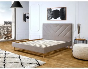 Бежово двойно тапицирано легло с включена подматрачна рамка 180x200 cm Romane – Bobochic Paris