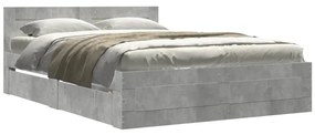 3295572 vidaXL Рамка за легло с табла, бетонно сива, 120x200см инженерно дърво
