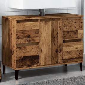 857129 vidaXL Шкаф за мивка, старо дърво, 80x33x60 см, инженерно дърво