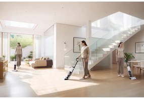 Вертикална прахосмукачка Tineco Floor One S7 Steam Plus 4В1, 240W, Сухо/Мокро, 0.7 л мръсна/0.8 л чиста, LED екран и осветление, Пара + сушене, Бял/черен