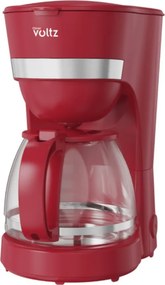 Кафемашина Oliver Voltz OV51170WN, 600W, 1.25 л, Противокапкова система, Прозрачен резервоар за вода, Червен