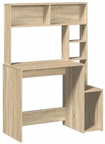 860438 vidaXL Бюро с рафтове, сонома дъб, 100x45x140 см, инженерно дърво
