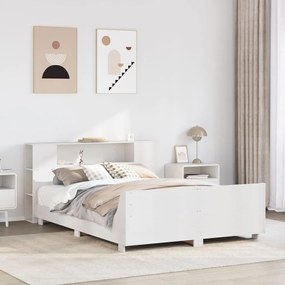 3323663 vidaXL Рамка за легло без матрак, бял, 120x190 см, борово дърво масив
