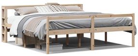 3305873 vidaXL Легло за възрастни с табла, 200x200 см, борово дърво масив