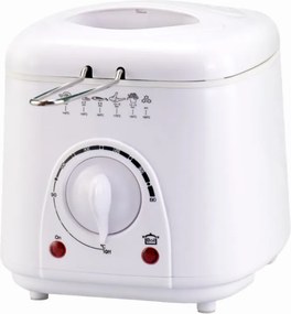 Фритюрник Elite EDFF-1288W, 950W, 1 литър, До 190C, Прозрачен капак, Неплъзгащи се крачета, Бял