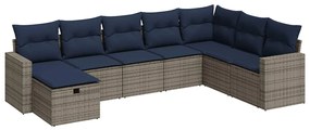 3325437 vidaXL Градински комплект диван с възглавници 8 части сив полиратан