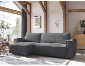 Тъмносив велурен разтегателен диван Nihad - Bobochic Paris