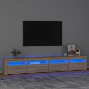 3152764 vidaXL ТВ шкаф с LED осветление, дъб сонома, 240x35x40 см