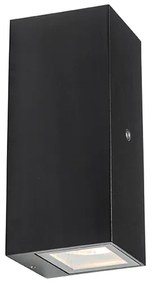 Стенен аплик черен 2-светлина IP44 с датчик за здрач - Baleno II