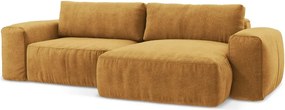 Шенилов сгъваем ъглов диван в цвят горчица (десен ъгъл) Kuki – Makamii