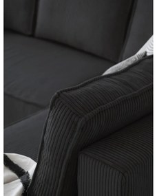 Антрацитен разтегателен ъглов диван от рипсено кадифе (десен ъгъл/"U" форма) Brave Dave – Miuform