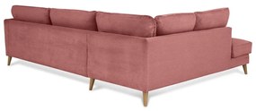 Розов ъглов диван от рипсено кадифе (ляв ъгъл) Paris – Scandic