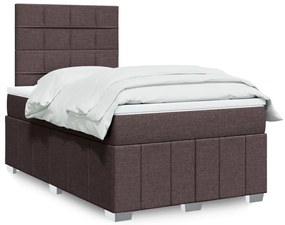3291610 vidaXL Боксспринг легло с матрак, тъмнокафяво, 120x190 см, плат