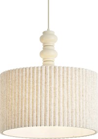 Japandi висяща лампа бежова с ленен абажур 50 см - Fedde
