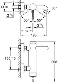 Корпус на кран за баня Grohe Essence New Cosmopolitan-Антрацит Mat