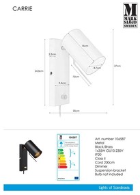 Черна стенна лампа Carrie - Markslöjd