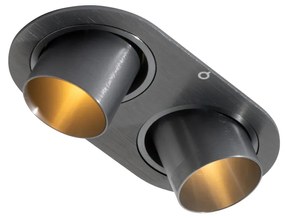 Кръгъл вграден прожектор тъмно сив GU10 35 mm накланящ се 2-светлинен - Installa