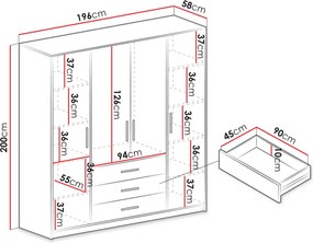 Ντουλάπα Bali 4D τετράφυλλη-Kafe Anoixto