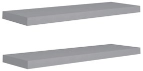 323857 vidaXL Окачени стенни рафтове, 2 бр, сиви, 80x23,5x3,8 см, МДФ