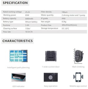 Безкабелен робот за почистване на басейни Wybot S1, 80W, Li-Ion 6400 mAh, За до 120 м2, 6 режима, SMART, Автономия до 200 минути, Self-parking, Auto-reverse, IPX8, Черен
