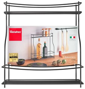 Черен двуетажен допълнителен рафт за кухня Lava Balsamico - Metaltex