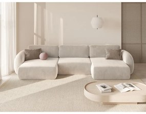 Кремав кадифен сгъваем/с място за съхранение ъглов диван (U форма) Tonale – Cosmopolitan Design