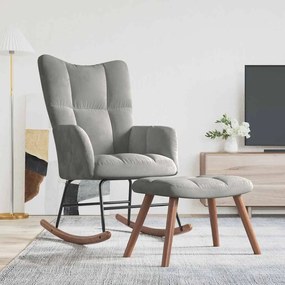 328150 vidaXL Люлеещ се стол с табуретка, светлосив, кадифе