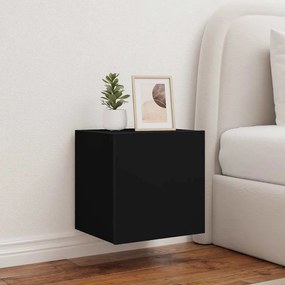 837248 vidaXL Стенен ТВ шкаф с LED осветление, черен, 40,5x35x40 см