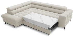 Кремав разтегателен ъглов диван с място за съхранение от букле (ляв ъгъл L форма) Ferucce – ELTAP