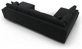 Черен кадифен разтегателен ъглов диван с място за съхранение (ляв ъгъл/U форма) Kyoto – Cosmopolitan Design