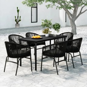 3099224 vidaXL Градински трапезен комплект, 7 части, черен
