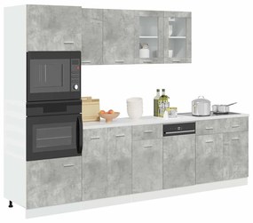 3324856 vidaXL Комплект мебели за баня, 7 части, "Lyon", бетонно сив, инженерно дърво