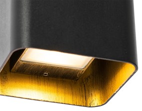 Модерна стенна лампа черна с LED IP54 Квадратна - Evi