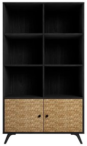 Черна етажерка за книги от екзотична дървесина 92x160 cm Hanoi - Marckeric