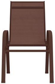 318782 vidaXL Стифиращи градински столове, 4 бр, кафяви, тъкан textilene