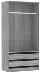 815346 vidaXL Гардероб, сив сонома, 100x50x200 см, инженерно дърво