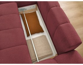 Бордо шенилов сгъваем/с място за съхранение ъглов диван (ляв ъгъл) Everest – Bobochic Paris