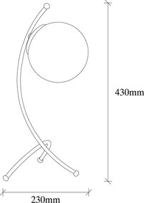 Черно-бяла настолна лампа със стъклен абажур (височина 43 cm) Yay – Opviq lights