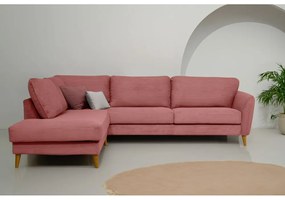 Розов ъглов диван от рипсено кадифе (ляв ъгъл) Paris – Scandic