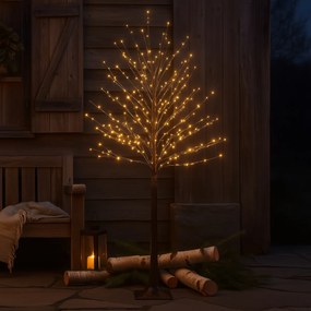 Коледна подова лампа кафяво дърво 180 см вкл. LED с таймер IP44 - Ki