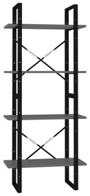 806439 vidaXL 4-етажна библиотека, сив, 60x30x140 см, инженерно дърво