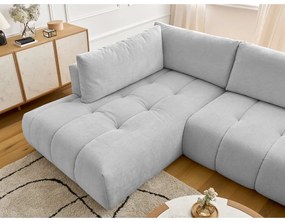 Светлосив сгъваем/с място за съхранение ъглов диван (ляв ъгъл/U форма) Fuji – Bobochic Paris