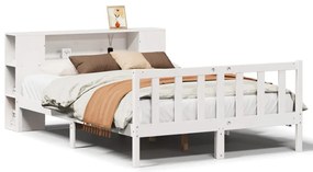 3321662 vidaXL Легло с етажерка за книги, без матрак, 160x200 см, бор масив