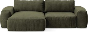 Зелен шенилов сгъваем ъглов диван (ляв ъгъл) Kuki – Makamii