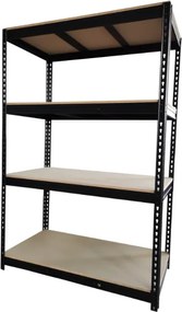 Стелаж за съхранение в черно с 4 рафта 180 x 120 x 60 cm