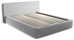 Сиво двойно тапицирано легло с място за съхранение и включена подматрачна рамка 160x200 cm Kiana – Makamii